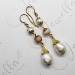 orecchini con perle e corallo